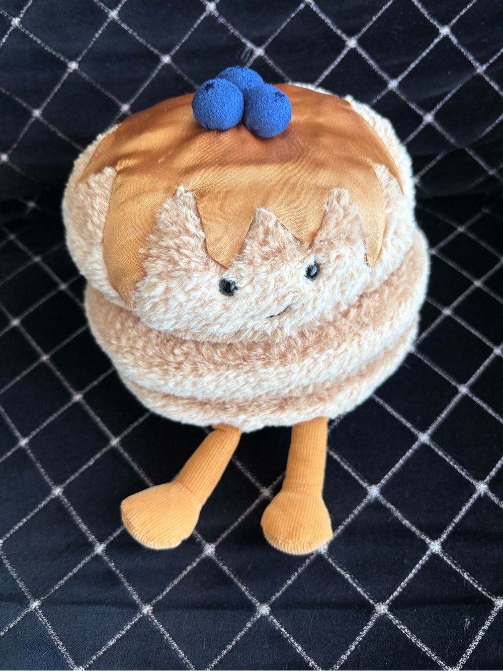 Jellycat Pancake Plush with Blue Berries and Tan Layers